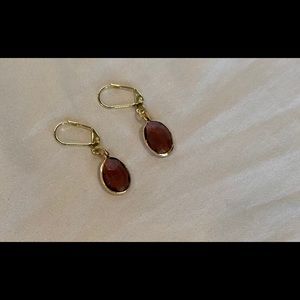 Handmade brown oval gem dangling earrings